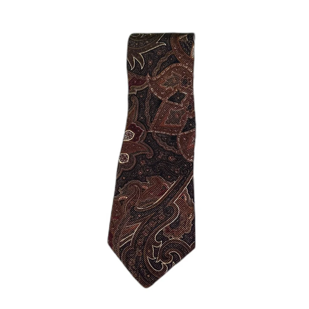 Robert Talbott Silk Paisley Tie Brown Gold